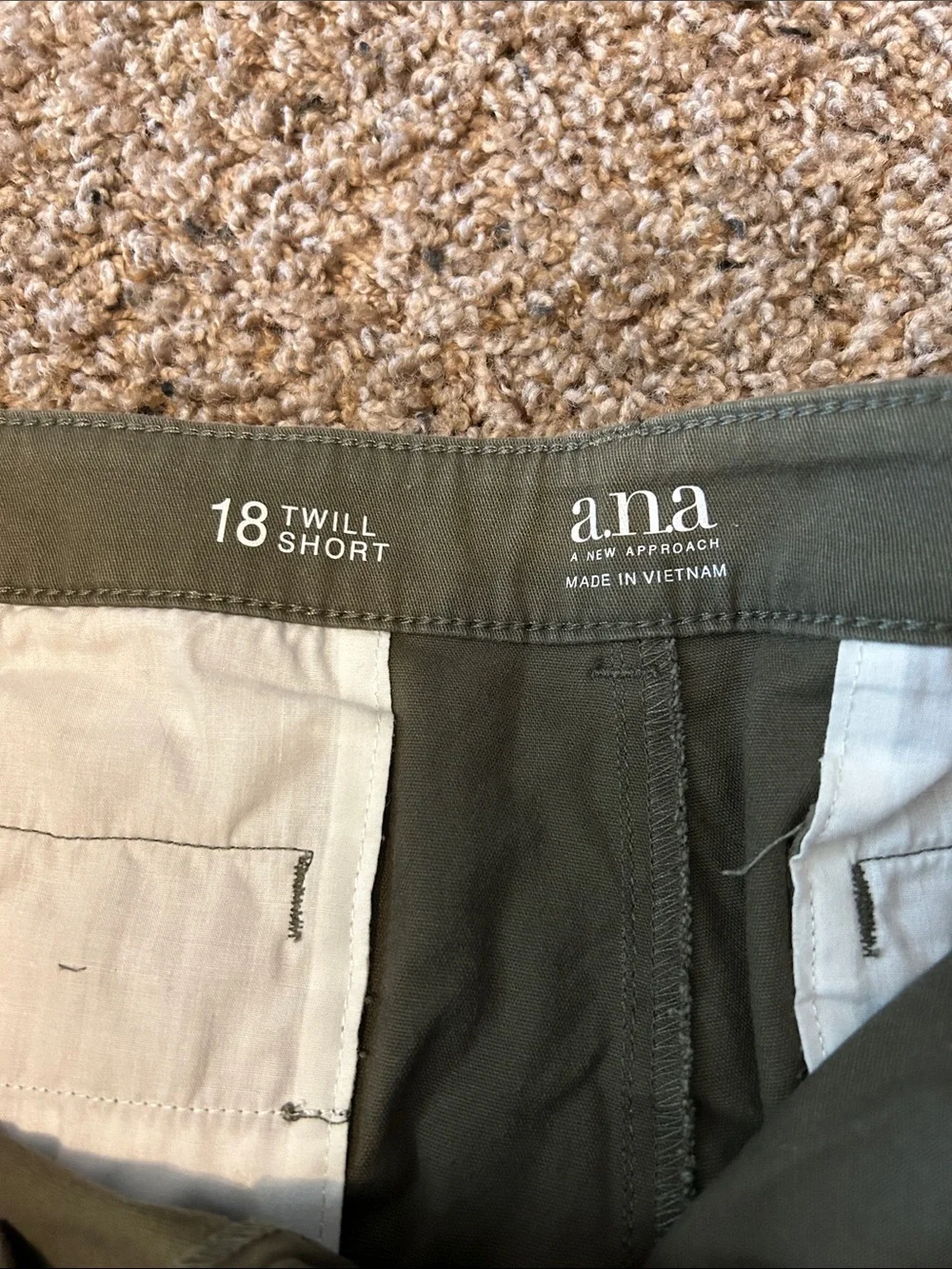 a.n.a Olive Utility Cotton Blend Shorts - Picture 2 of 3
